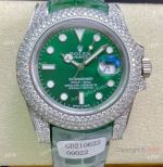 Swiss Quality Iced Out Rolex Submariner Limited Edition Watch Green Dial
